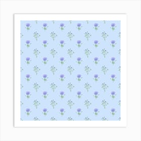 Meadow Flowers On Light Blue Pattern Art Print