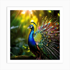 Peacock In The Forest art print Art Print