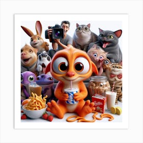 Group Of Cartoon Animals Art Print