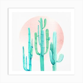 Cactus Painting - Rose Gold Boho Sunset Art Print
