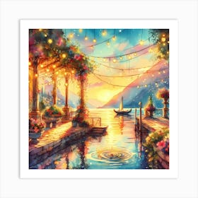 Sunset By The Lake Art Print