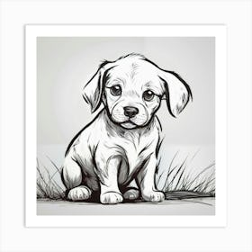 Puppy Drawing Art Print