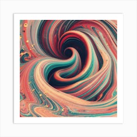 Close-up of colorful wave of tangled paint abstract art 3 Art Print