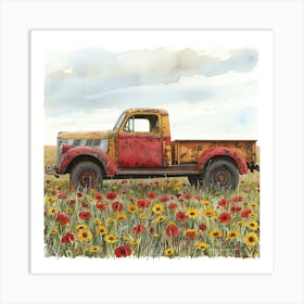 Old Truck In A Field Of Poppies Art Print