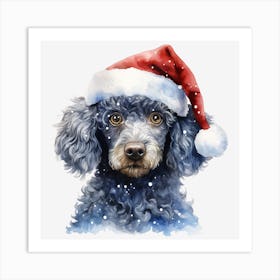 Poodle In Santa Hat 1 Art Print