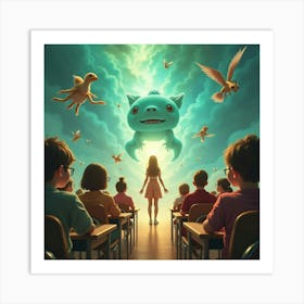 Monster In The Classroom Art Print