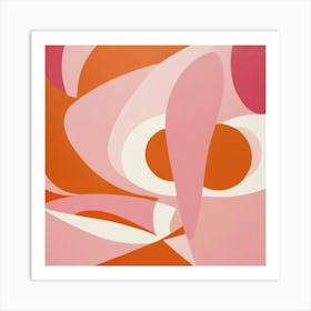 Mid Century Modern Abstract Pink Orange Art Print 0 Art Print