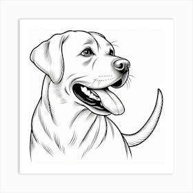 Line Art labrador dog 2 Art Print