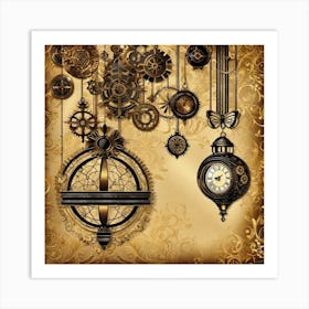 Steampunk Clocks Art Print