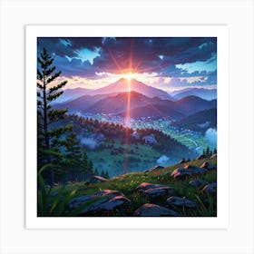 Sunset In The Mountains 28 Art Print