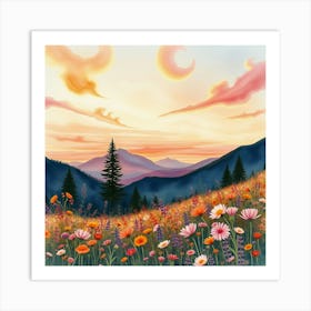 Wildflowers At Sunset 1 Art Print