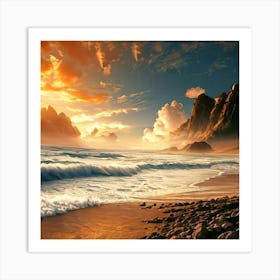 Sunset At The Beach 3 Art Print