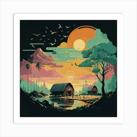 A simple and vibrant little land 18 Art Print