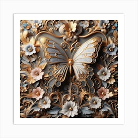 Gold & Silver Butterfly Art Print