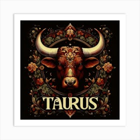 Taurus Zodiac Sign, Earth Element, The Bull Art Print