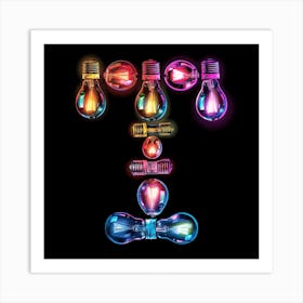 Letter T made of LIght Bulb Art Print