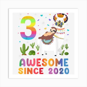 3 Year Old Awesome Since 2020 3rd Birthday Giftn Girls 1 Art Print