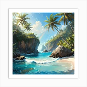 Tropical Beach Painting Art Print