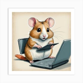 Hamster With Laptop 1 Art Print