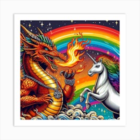 Unicorn And Dragon 1 Art Print