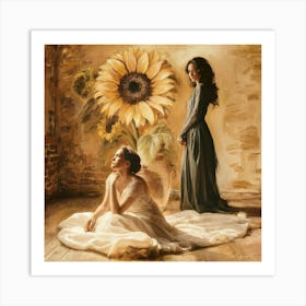 A Captivating Indoor Scene Featuring Two Women Art Print