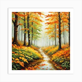 Forest In Autumn In Minimalist Style Square Composition 110 Art Print