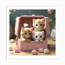 Kittens In A Box Art Print