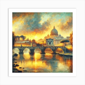 Sunset In Rome Art Print