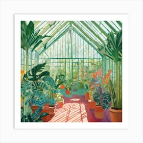 Botanical Greenhouse Series in Style of David Hockney 4 Art Print