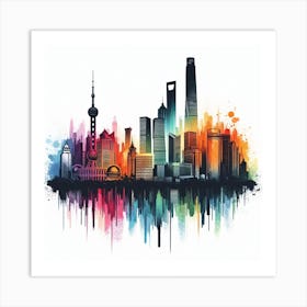 Shanghai Skyline 1 Art Print