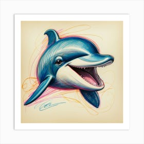 Dolphin Drawing 8 Art Print