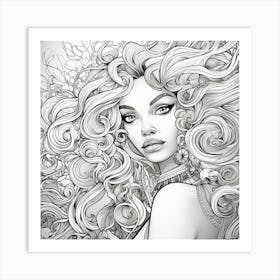 Girl With Curly Hair Art Print