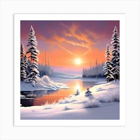 Winter Sunset Art Print