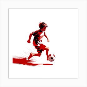 Boy Kicking Soccer Ball Art Print
