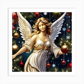 Angel Christmas Wallpaper 4 Art Print