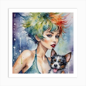 Girl With Dog 1 Art Print