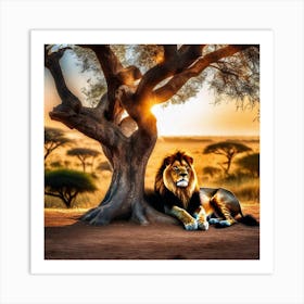 Lion Under The Tree 22 Art Print