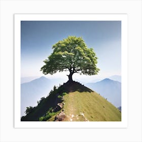 Tree On Top Of Hill Art Print