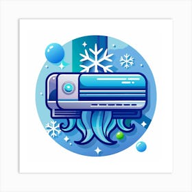 Air Conditioner Icon With Snowflake And Cool Air Art Print