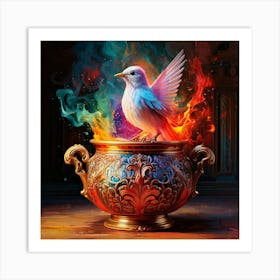 Firefly Baroque, Colorful, Paint, Pot, Infinite, Bright, Colors, Flow, Iridescent, Bird, Magic, Eyes (11) Art Print