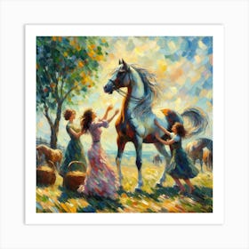 Girl And A Horse Art Print