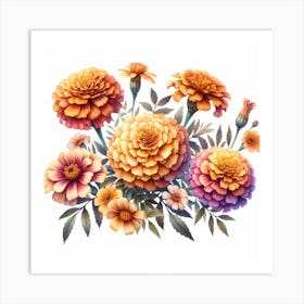 African Marigold flowers 7 Art Print