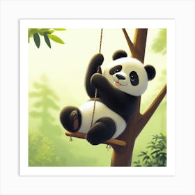 Panda Bear On Swing 1 Art Print