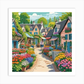 Garden Scene With House Art Print (2) Art Print