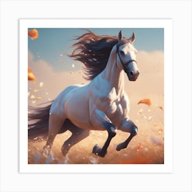 Horse Running In The Field 7 Art Print