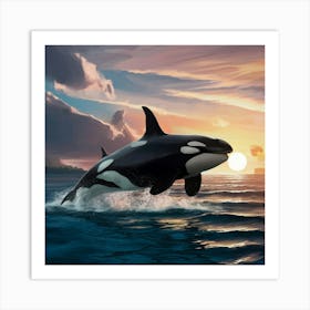 Sunset Orca Art Print