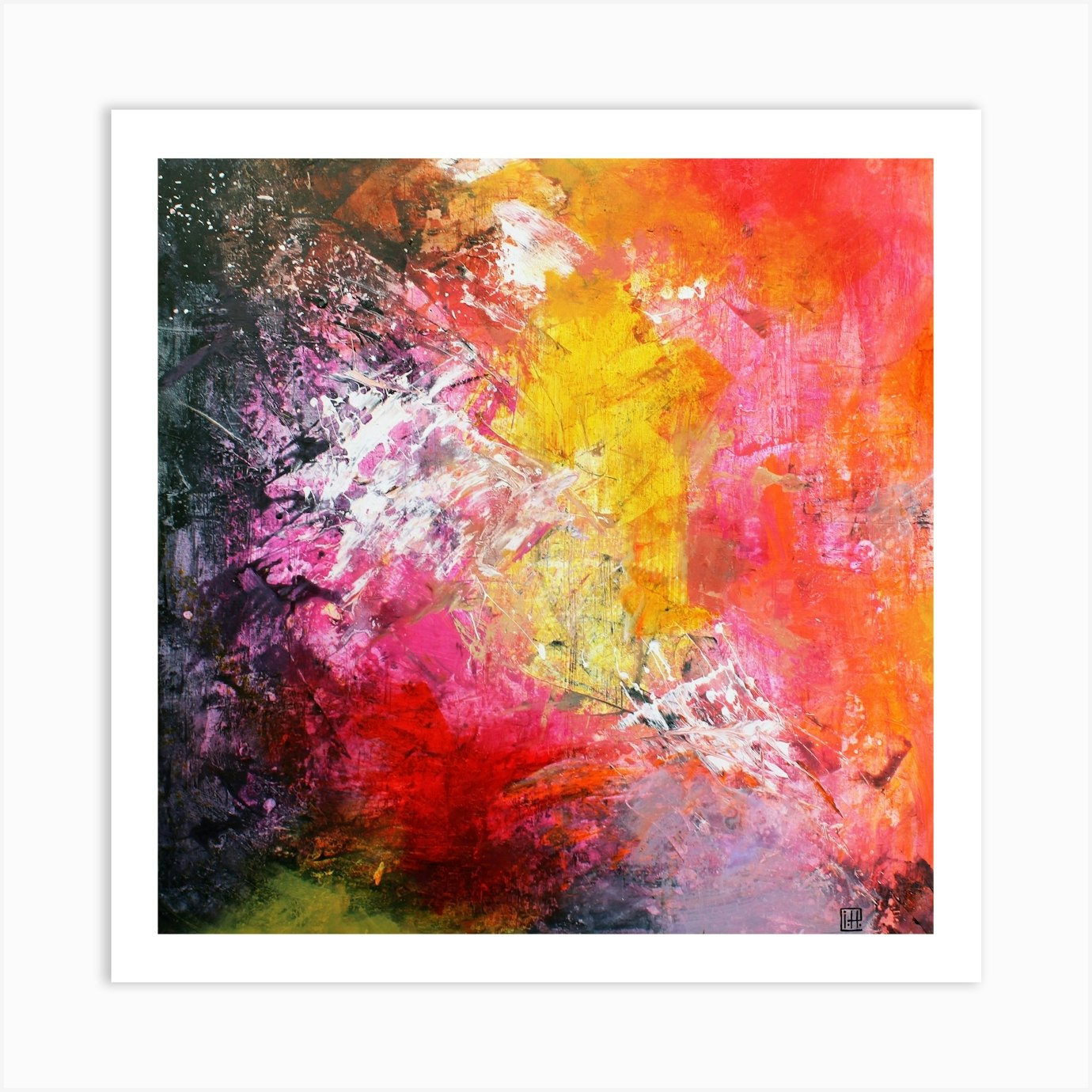 Abstract With Yellow Art Print by Studio Paint-ing