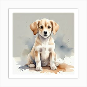 Puppy Watercolor Painting 1 Art Print