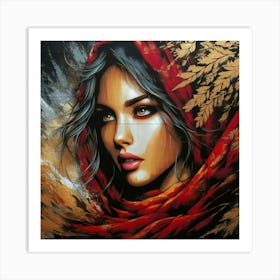 Girl In Red 1 Art Print