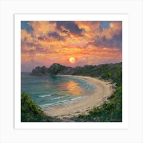 Sunset At The Beach 1 Art Print